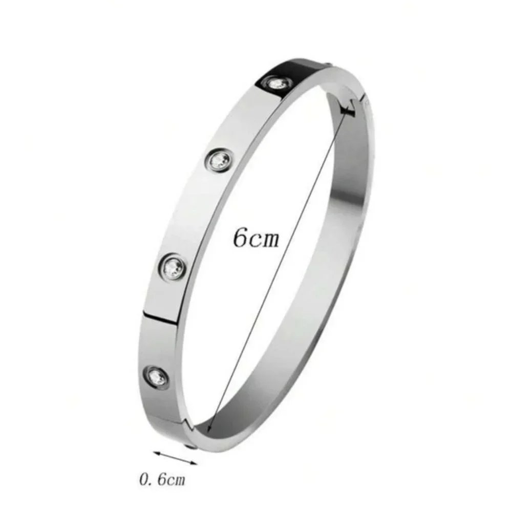 Sparkling Splendor Silver Rhinestone Bangle - Picture 4 of 5